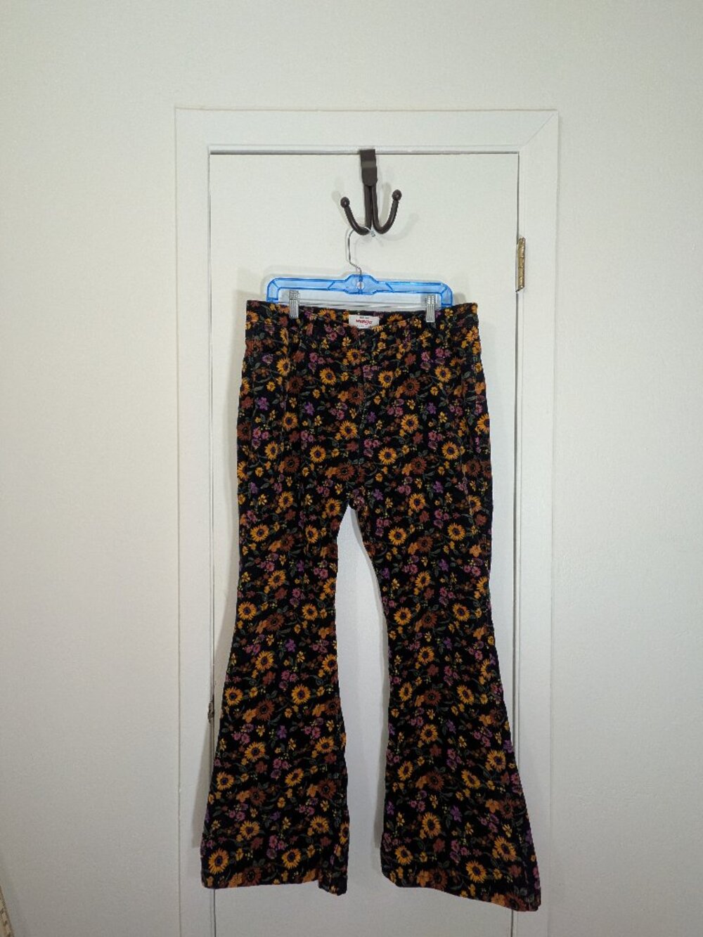 Wrangler High Rise Fierce Flare Corduroy Pants Wildflower Floral 70s Boho